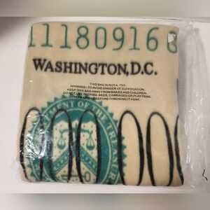 Million US Dollar Bill Blanket Novelty Rectangle 35" X 71 " Polyester Blend